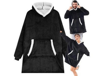 Teplá mikina oversize deka xxl 2v1 tlustá kožešina měkký župan s kapucí