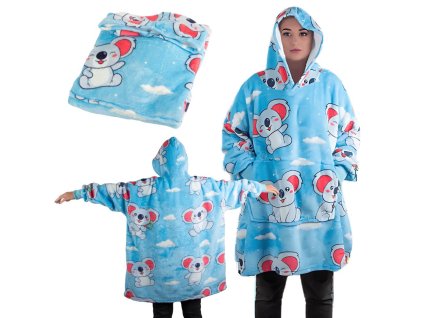 Teplá koala mikina deka oversize xxl 2v1 tlustá kožešina měkká s kapucí