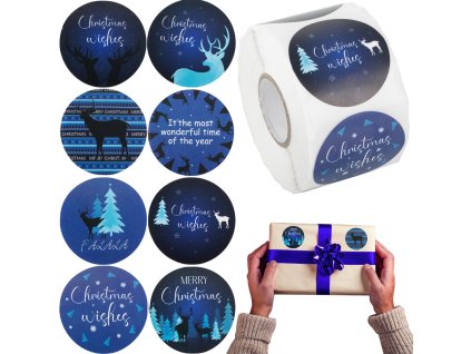 Vánoční dekorativní samolepky na roli 500 kusů merry christmas