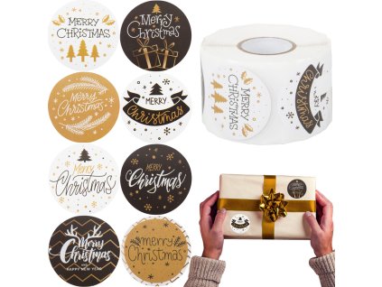Vánoční dekorativní samolepky na roli 500 kusů merry christmas