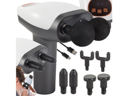 Lcd bezdrátová masážní pistole výkonná sada 8 hrotů na záda