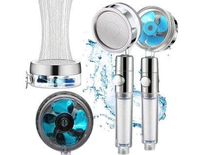 Sprchová hlavice s vyměnitelným turbo filtrem s ventilátorem