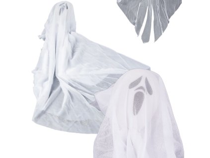 Halloweenská dekorace závěsná dekorace duch bílý křik kostlivec duch 65cm