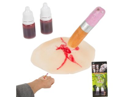 Sada pro líčení falešných ran halloweenská sada pro líčení s krví přilepenou v tužce