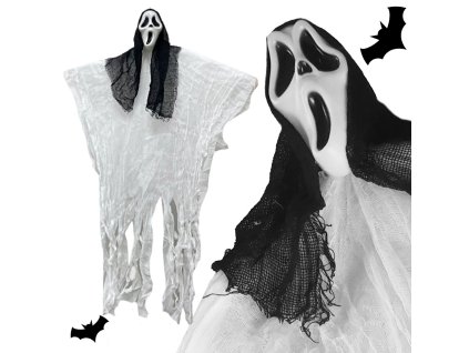 Halloweenská dekorace závěsná dekorace maska ducha křik kostlivce fantom 90 cm