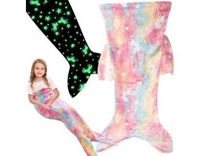 Mořská panna ocas přikrývka přikrývka spací pytel teplý svítící pro dívky měkký kůň