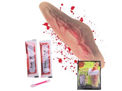 Falešná rána na krku s 10 ml falešné krve halloweenský doplněk