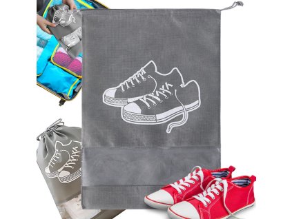 Taška na boty taška na oblečení cestovní se stahovací šňůrkou šedá