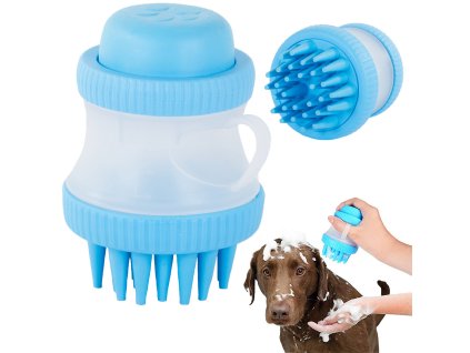 Silikonový kartáč na mytí psů a koček s dávkovačem tekutého mýdla