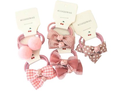 Sada 10ks Silných Barevných Dětských Gumiček do Vlasů s Mašličkami, Rozměr 2 cm x 4 cm