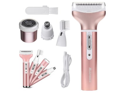 Depilátor dámský holicí strojek na nohy 4v1 vyměnitelné tipy usb