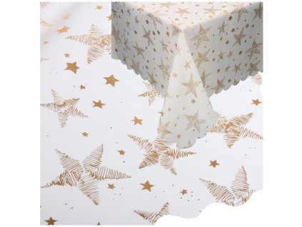 vánoční ubrus vánoční bílé hvězdy sněhové vločky 140x220cm