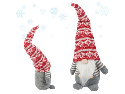 Vánoční skřítek ghost grey gnome s vousy na vánoční stromeček 38cm soft