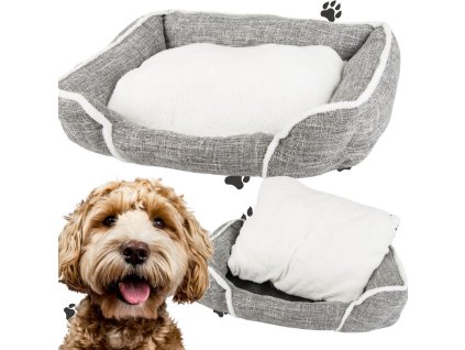 Pelíšek pro psy měkký pohodlný načechraný pelíšek s polštářem velikost m