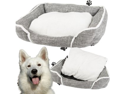 Pelíšek pro psy měkký pohodlný načechraný pelíšek s polštářem velikost l