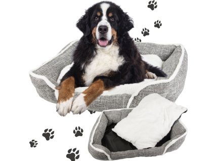 Pelíšek pro psy měkký pohodlný načechraný pelíšek s polštářem velikost xl