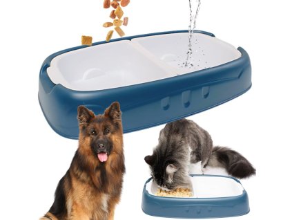 Dvojitá miska pro psa kočku odnímatelná miska na vodu a jídlo velká plastová