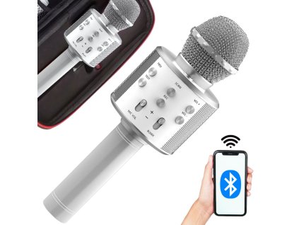 Bezdrátový mikrofon bluetooth karaoke reproduktor kulatý s pouzdrem různé režimy