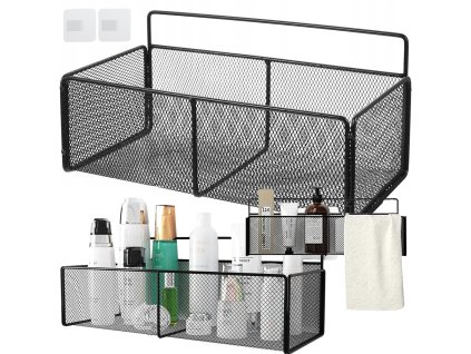 Závěsný koš kovový organizér závěsná police koupelna černá