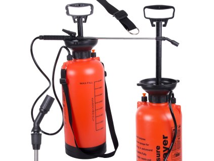 Tlakový postřikovač zahradní ruční postřikovač s dlouhým kopím 8l pásový