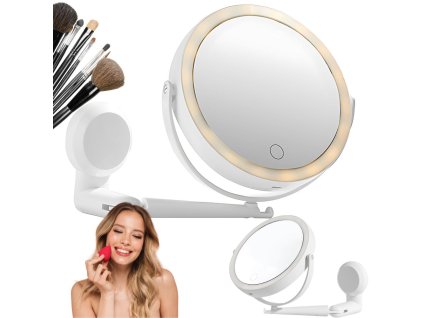 Led make-up zrcadlo otočné zvětšovací zrcadlo s 360° nástěnným držákem