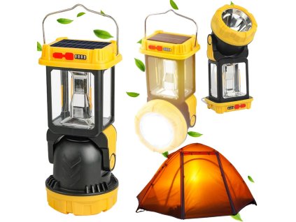 Solární led kempování lampa se závěsným držákem pro kempování 5 režimů