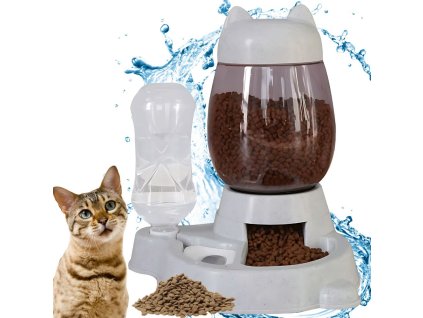 Dávkovač krmiva a vody pro psy automatická miska pro kočky 2v1