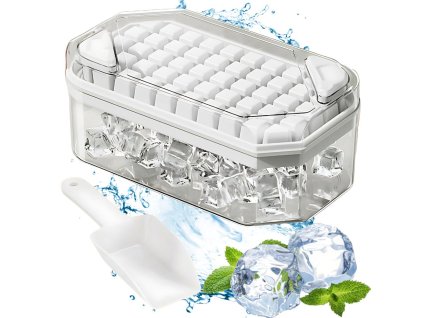 Forma na led kostky 50 kostek s nádobou s tlačítky a lopatkou