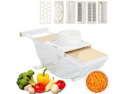 Škrabka na zeleninu, ruční kráječ, multifunkční kráječ, 6 nožů