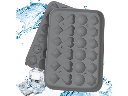 Silikonová forma na led 3D srdce koule diamant tvary kostky na nápoje