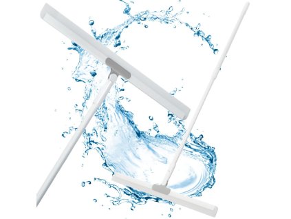 Stěračka na vodu z podlah, oken a zrcadel s dlouhou teleskopickou tyčí