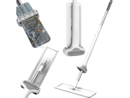 Plochý mop s ruční stěračkou 125 cm skládací široký mircofibre