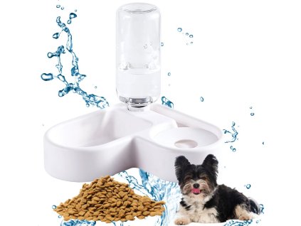 Dvojitá miska na vodu a krmivo 2v1 s 500 ml zásobníkem pro psa a kočku