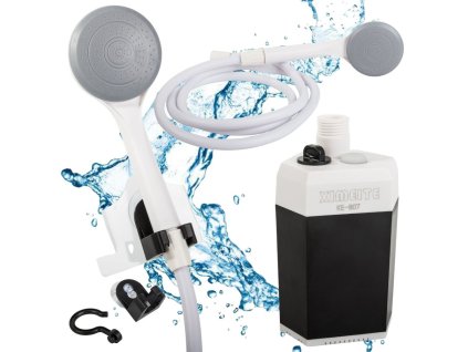 Přenosná sprcha pro turistiku, kemping a auta s baterií a čerpadlem