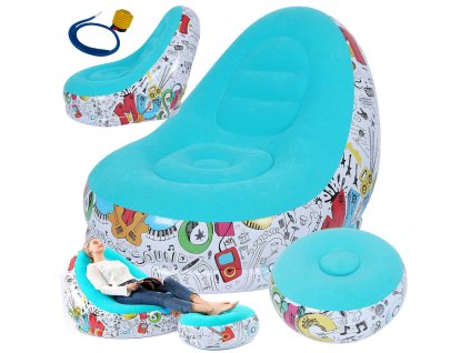 Zahradní křeslo lounger nafukovací pláž pouf podnožka pohodlné