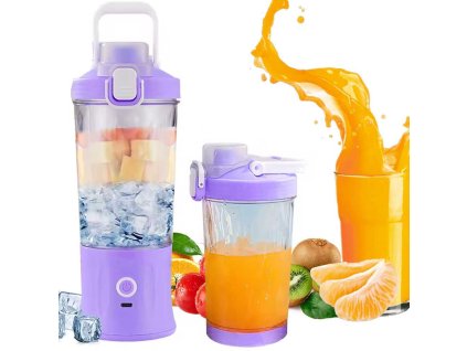 Přenosný bezdrátový USB mixér na smoothie, drtič ledu, fialový