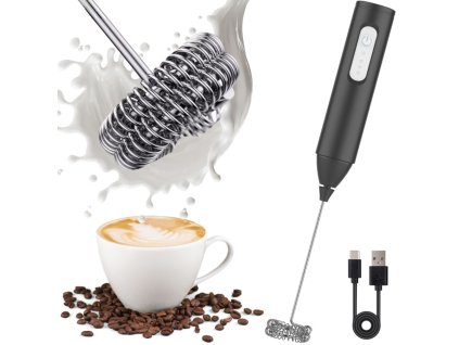 Ruční napěňovač mléka do kávy, mini elektrický mixér, 3 režimy