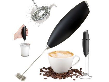 Ruční šlehač mléka do kávy, mini elektrický mixér se stojánkem
