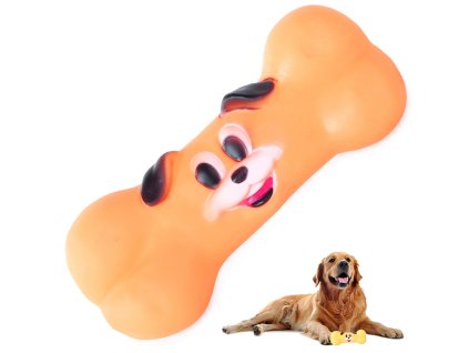 Pískací hračka pro psy žvýkací kost gumová