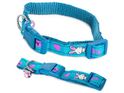 Látkový obojek pro psa kočku se zvonkem 1,5