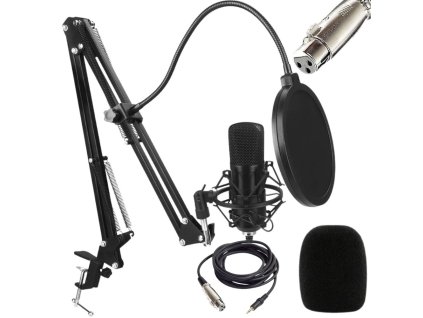 Studiový mikrofon xlr kapacitní sada stativ pop kardioidní filtr