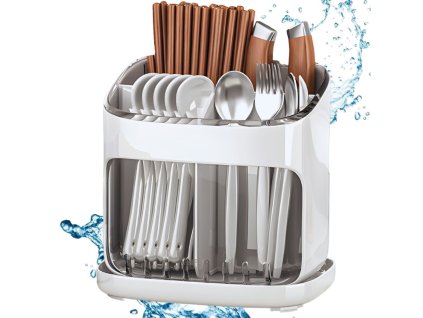 Organizér na příbory sušák stojan do kuchyně s odtokem 4 komory