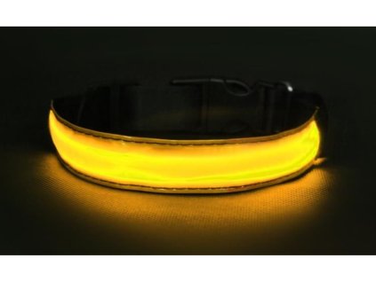 Svítící obojek žlutý Velikost: M