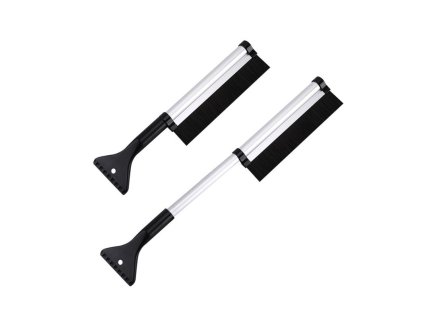 Teleskopický škrabací kartáč na odstraňování sněhu z auta, 42-65 cm, šířka 25 cm, hliník + ABS, stříbrno-černý