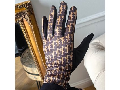 Dámské hřejivé rukavice s elegantním potiskem, fleecovou výstelkou a dotykem na palci, velikost S/M