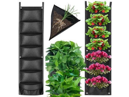 Vertikální pytel na rostliny visí plstěné 7 kapes pro sazenice dekorace