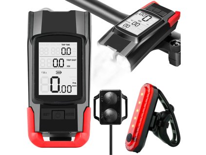 Přední zadní lampa na jízdní kolo bezdrátový pult hlasitý klakson 3v1