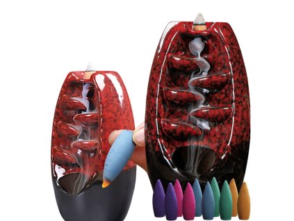 Vonné keramické krbové kadidlo s vodopádem aromaterapie + 10 knotů