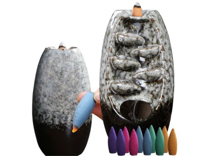 Vonné keramické krbové kadidlo s vodopádem aromaterapie + 10 knotů