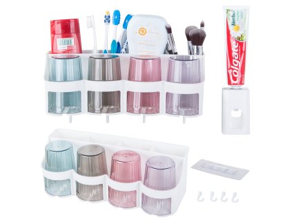 Organizér na zubní kartáčky s kelímky na zubní pastu